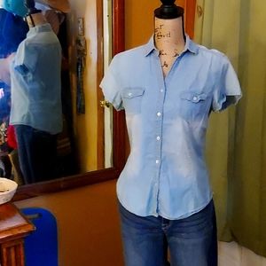 Denim short sleeve shirt